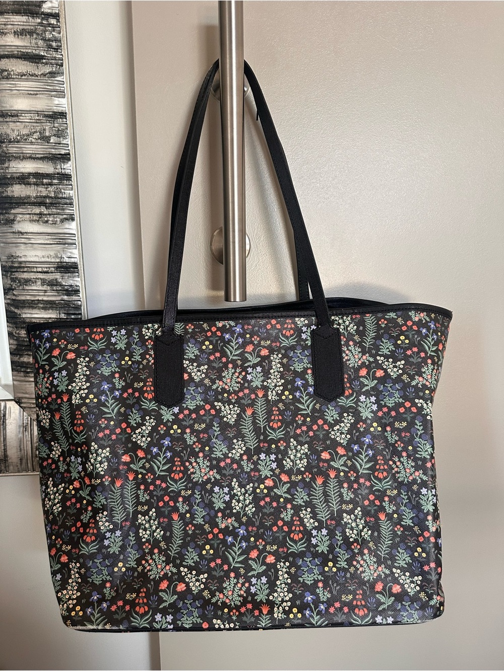 Rifle Paper Black Floral Print Black Tote Bag - Everyday Carry